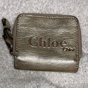 Chloé Metallic Gold Zip Wallet